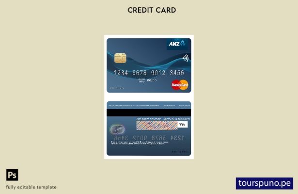 lista para imprimir plantilla de tarjeta mastercard de Kiribati ANZ Bank